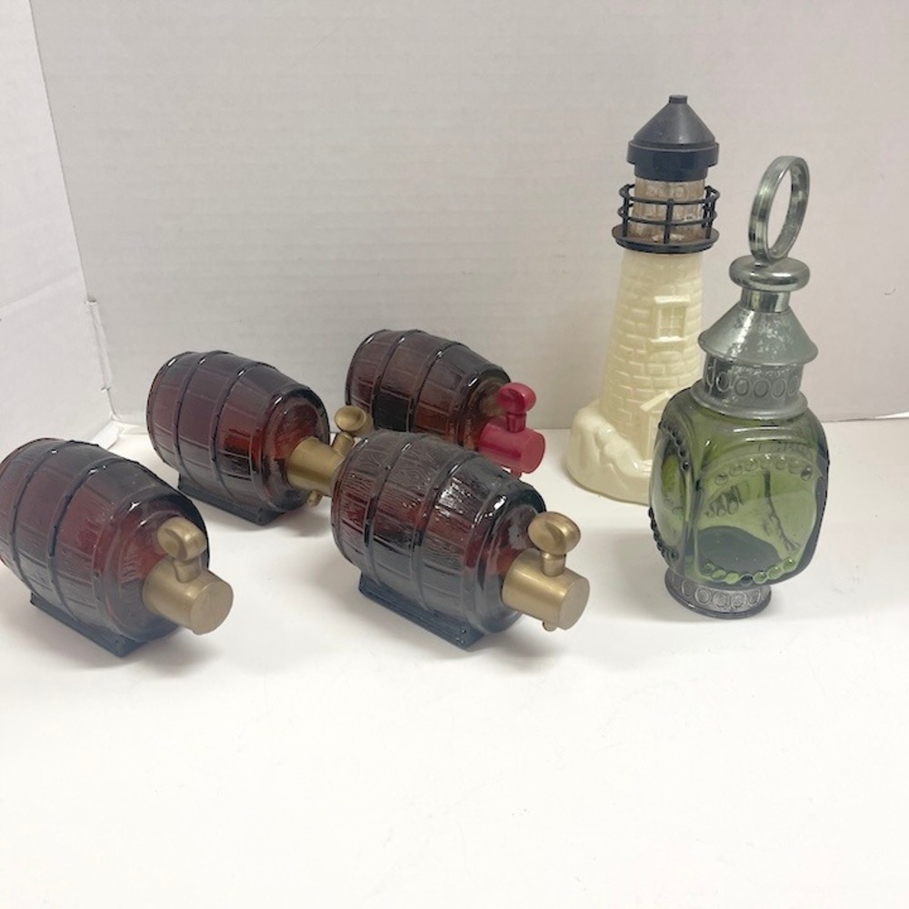 Vintage Avon Wild Country Aftershave Bottle Lot Barrels Lighthouse Lantern 6pc